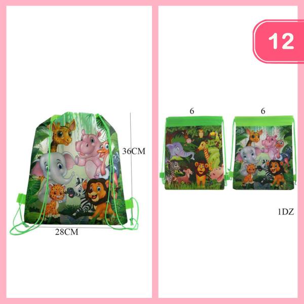 Animals Drawstring Backpack (12 Units)