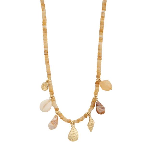 Seashell Multi Charm Beaded Necklace