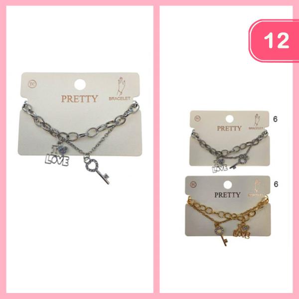 I Love You Key Charm Bracelet (12 Units)