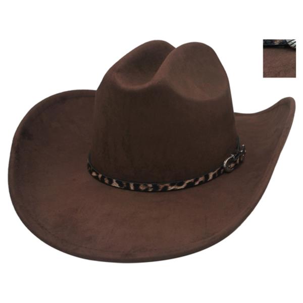 Ribbed Western Buckle Banded Cowboy Hat