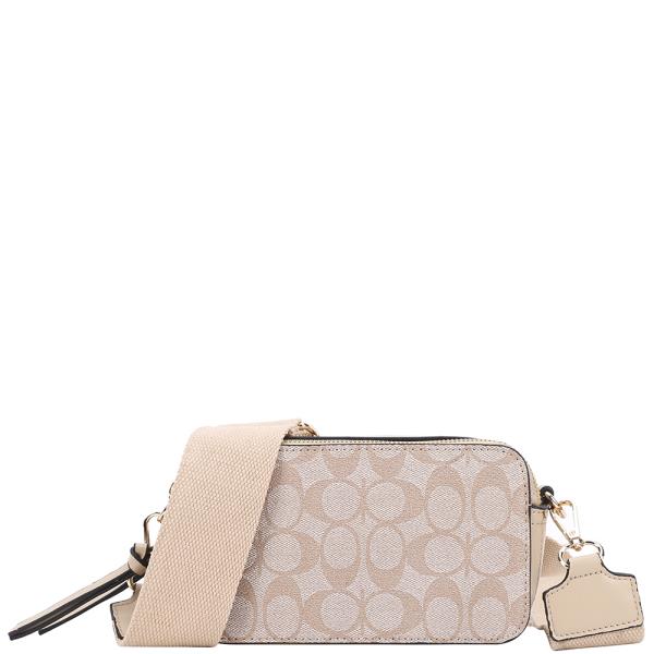 Oval Print Zipper Crossbody Bag