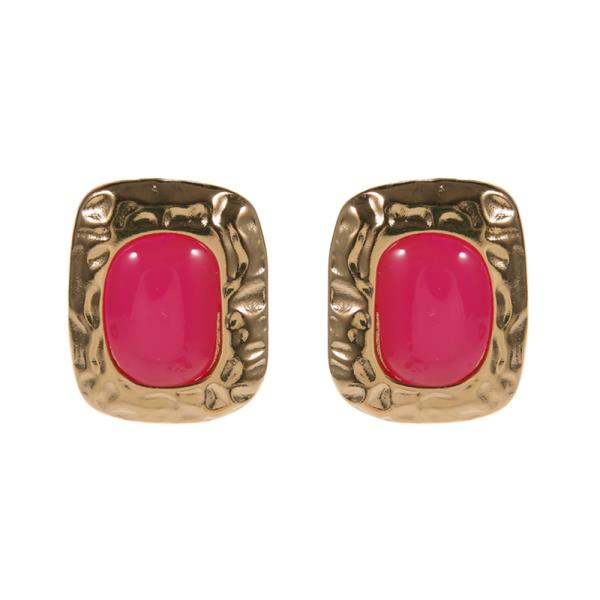 Vintage Epoxy W Hammered Metal Earring