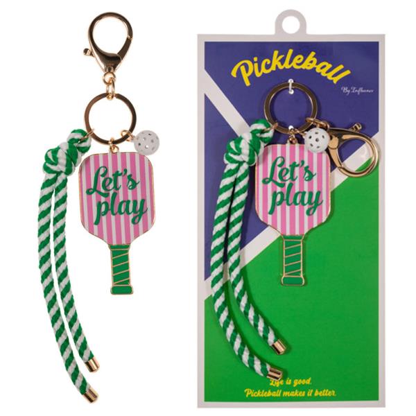 PATTERNED ENAMEL PICKLEBALL W/ ROPE BAG CHARM