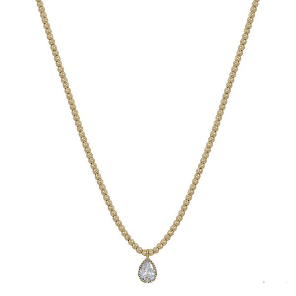 3MM CCB BODY TEARDROP CRYSTAL CHARM WATER RESISTANT SHORT NECKLACE