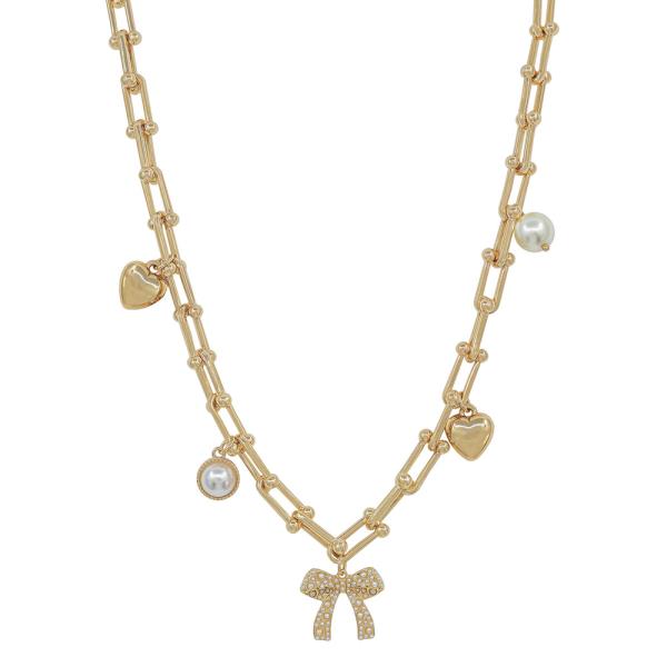 Tiffany Chain Ribbon Crystal Charm Necklace