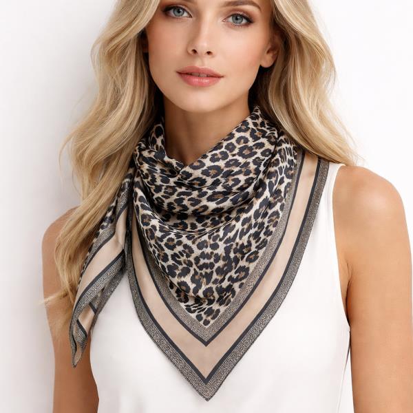 LEOPARD PRINT SQUARE SCARF (12 UNITS)
