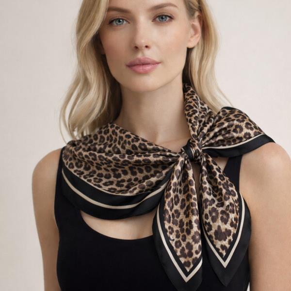 Leopard Print Square Scarf