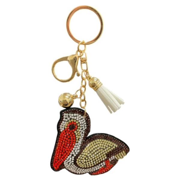 RHINESTONE BIRD KEYCHAIN WITH TASSEL