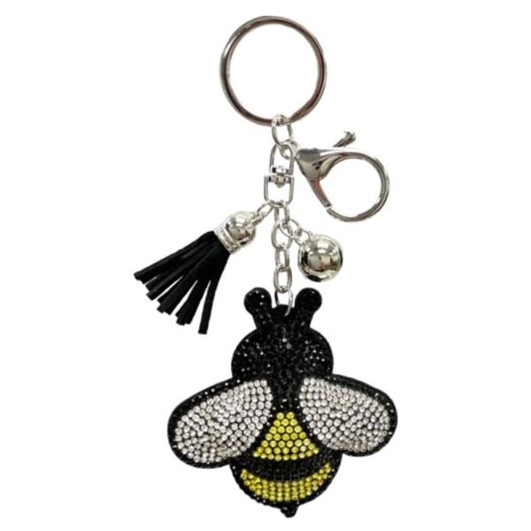 RHINESTONE BEE KEYCHAIN WITH TASSEL