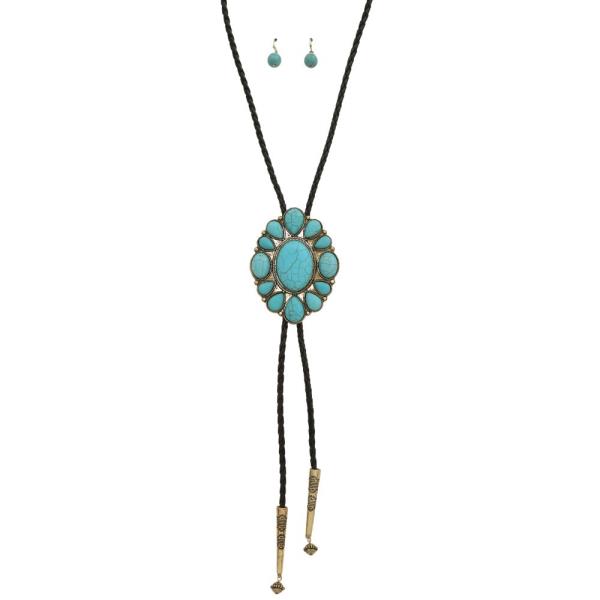 TURQUOISE CONCHO SHAPE WESTERN NECKLACE