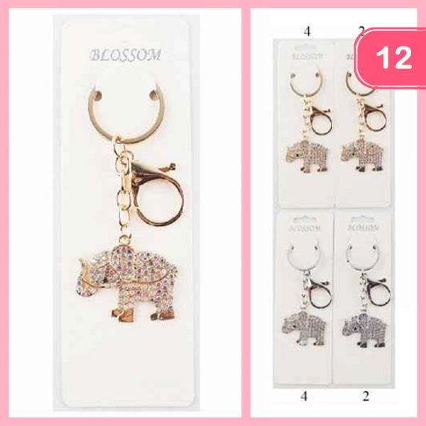 Rhinestone Animal Keychain (12 Units)