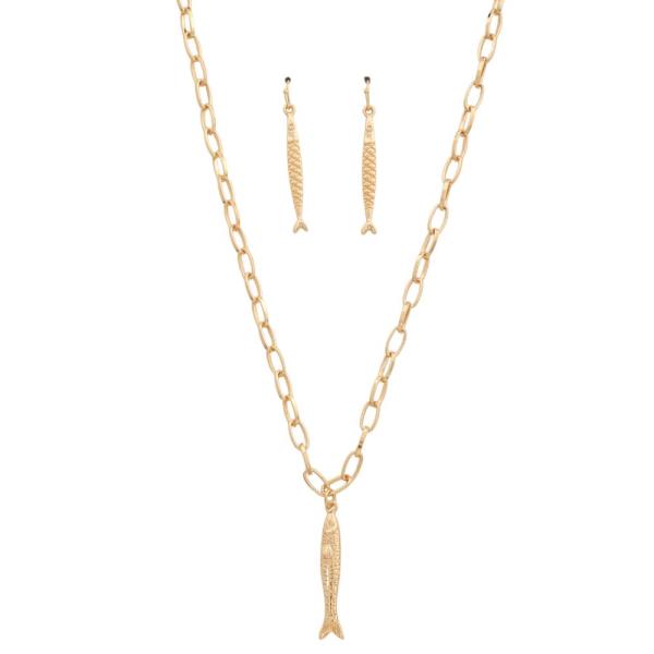Fish Charm Metal Necklace