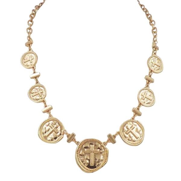 Cross Coin Link Chain Necklace
