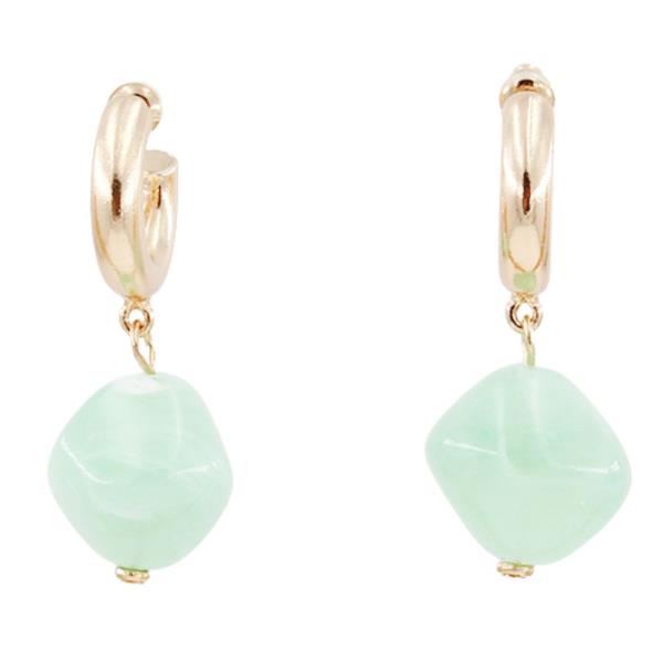 Stone Link Open Hoop Earring