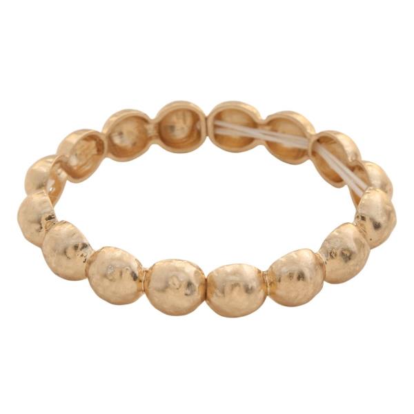 Hammered Metal Round Link Bracelet