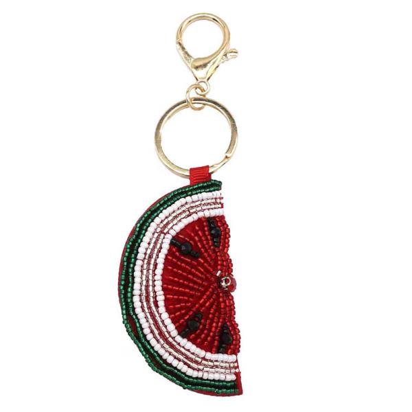 SEED BEAD WATERMELON KEYCHAIN