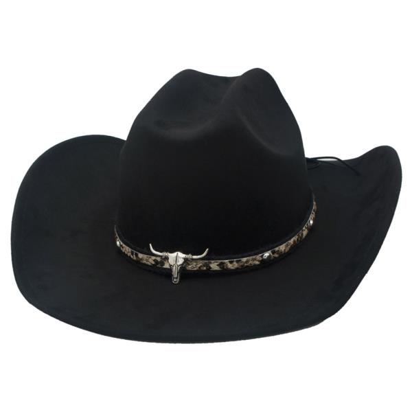Longhorn Snake Straw Microsuede Cowboy Hat