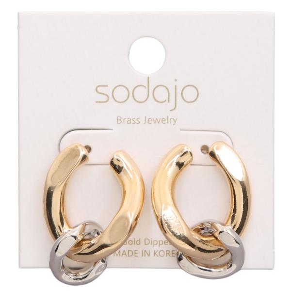 SODAJO Two Tone Chain Link Gold Dipped Earring