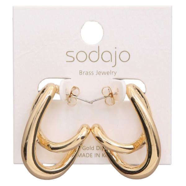 SODAJO DOUBLE OVAL GOLD DIPPED EARRING
