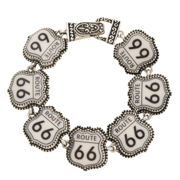 Route 66 Charm Link Metal Bracelet