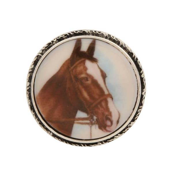 WESTERN ROUND HORSE PRINT ADJUSTABLE RING