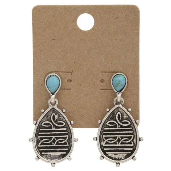 Turquoise Bead Teardrop Link Dangle Earring
