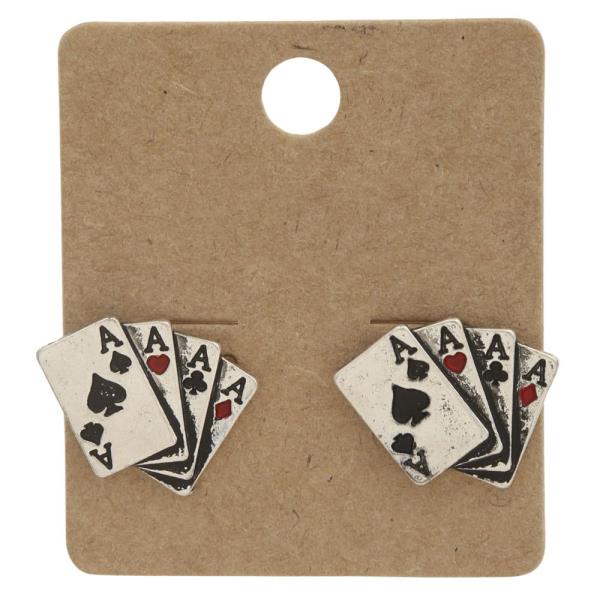 Ace Four of a Kind Metal Stud Earring