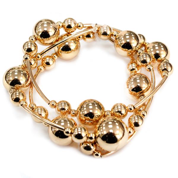 Polished Metal Ball Cluster Stretch Bracelet Set