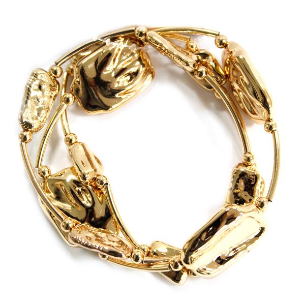 Organic Shaped Metal Link Stretch Bracelet Set