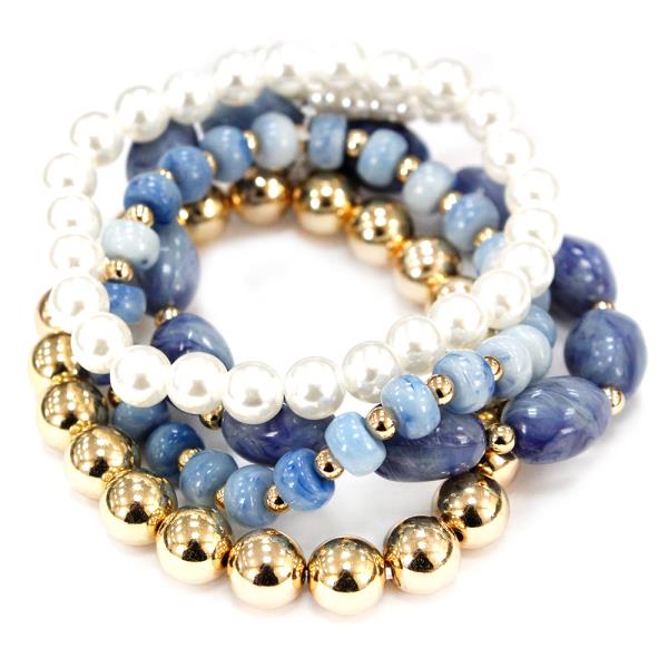 Mixed Metal Resin Thin Stacked Bangle Bracelet Set