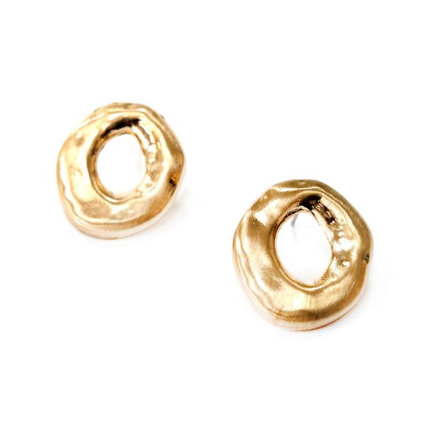Organic Textured Metal Open Circle Stud Earring
