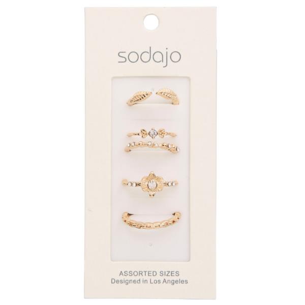 SODAJO Rhinestone Metal Assorted Ring Set