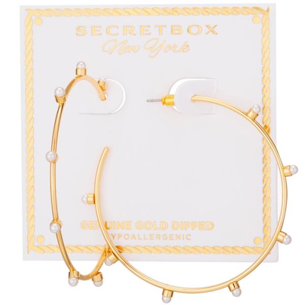 SECRET BOX GOLD DIPPED PEARL SPIKE HOOP EARRING