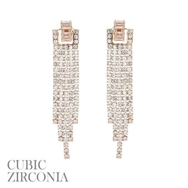 CZ RHINESTONE BAGUETTE TUBE EARRING