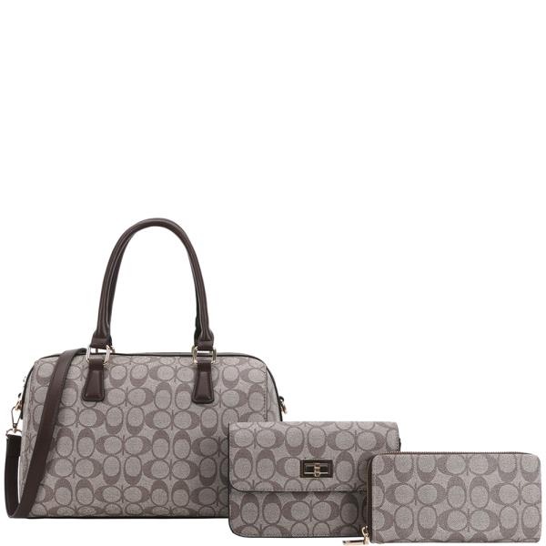 3IN1 Print Satchel W Crossbody and Wallet Set
