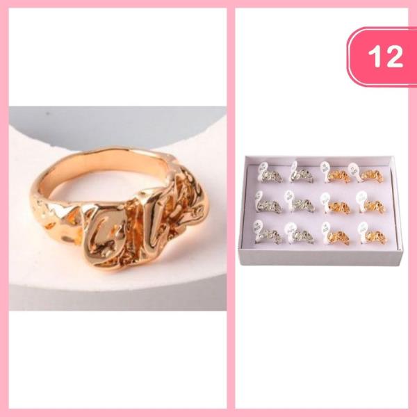 Metal Crumpled Textured Ring (12 Units)
