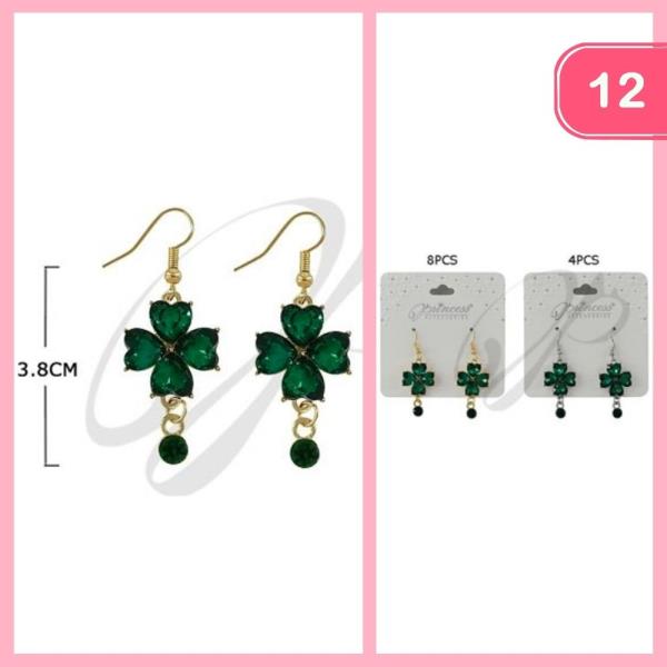 St Patrick Rhinestone Clover Earring (12 Units)