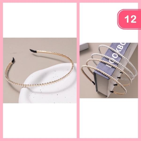 Rhinestone Pearl Headband (12 Units)