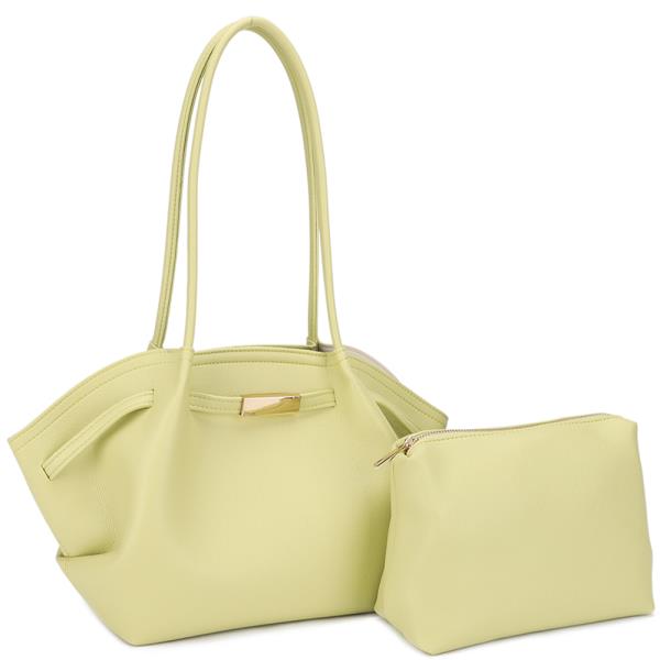 2in1 Smooth Design Tote Bag W Pouch Set