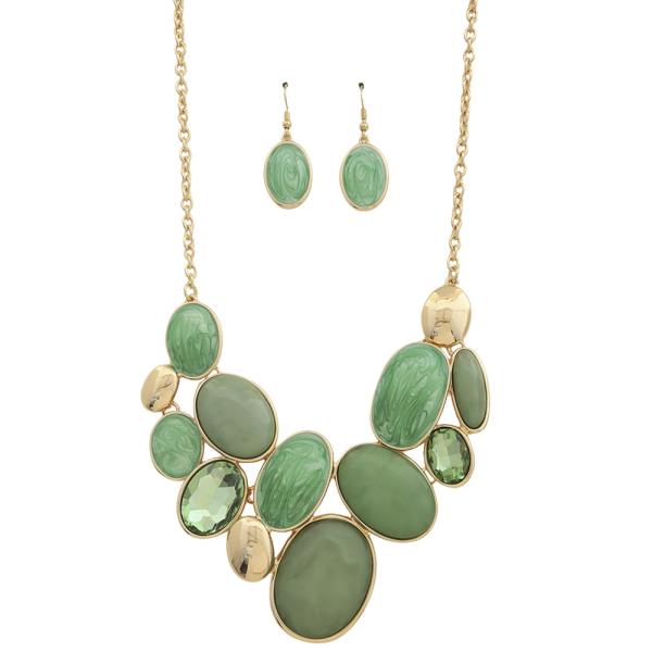 Acetate Oval Link Metal Necklace