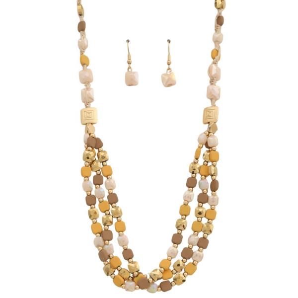 Cube Bead Layered Necklace