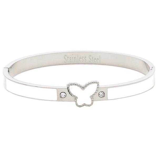 Butterfly Epoxy Stainless Steel Bangle Bracelet