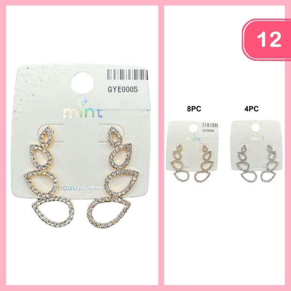 Curved Rhinestone Earrings (12 Units)