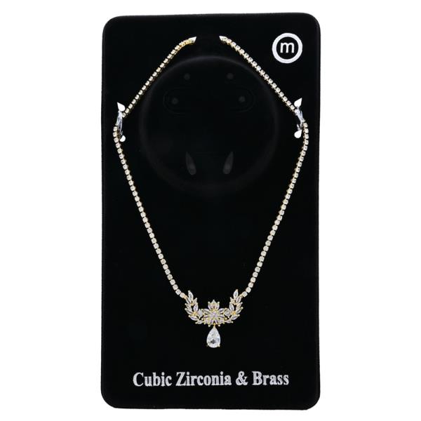 Round CZ Teardrop Necklace