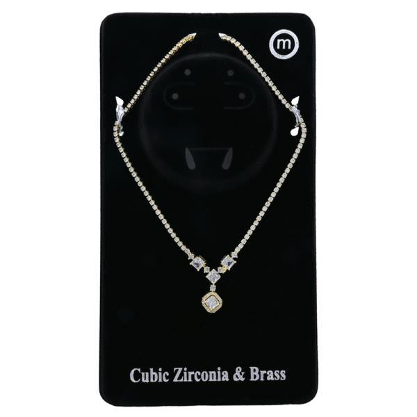 Round CZ Drop Necklace