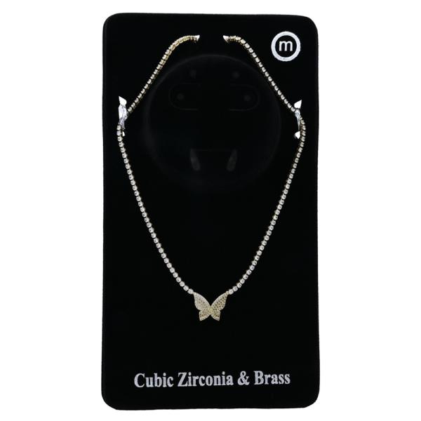 Butterfly Round CZ Necklace