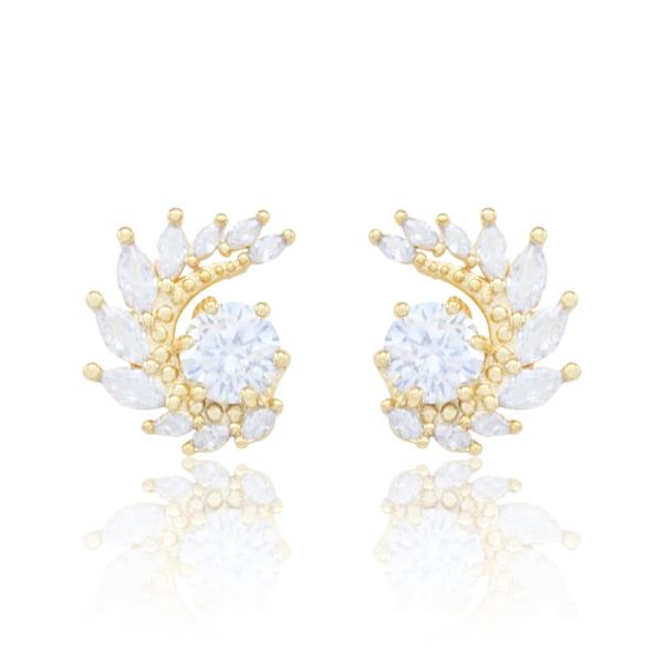 LEAF CZ STUD EARRING