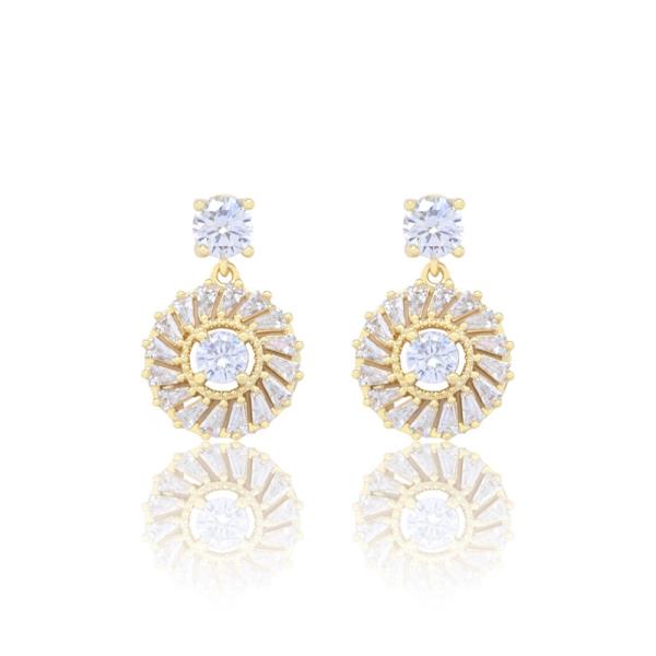 SWIRL CZ BIG FLOWER DROP EARRING