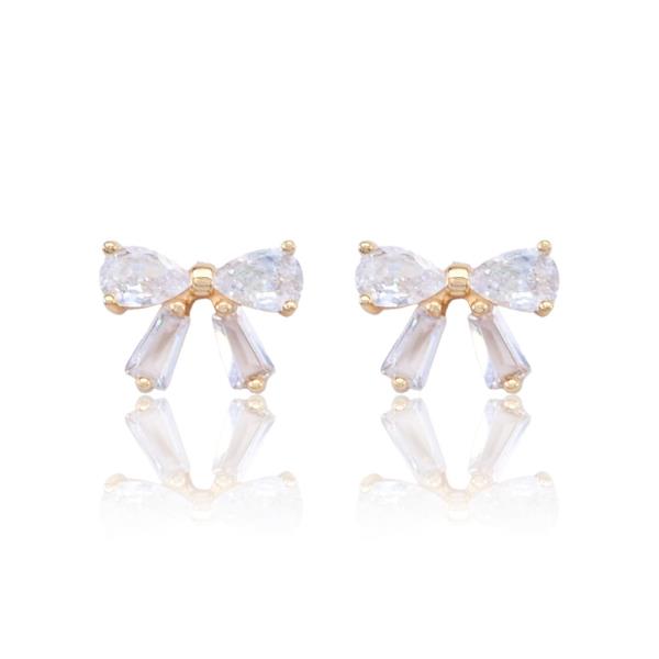 Brass CZ Ribbon Earring