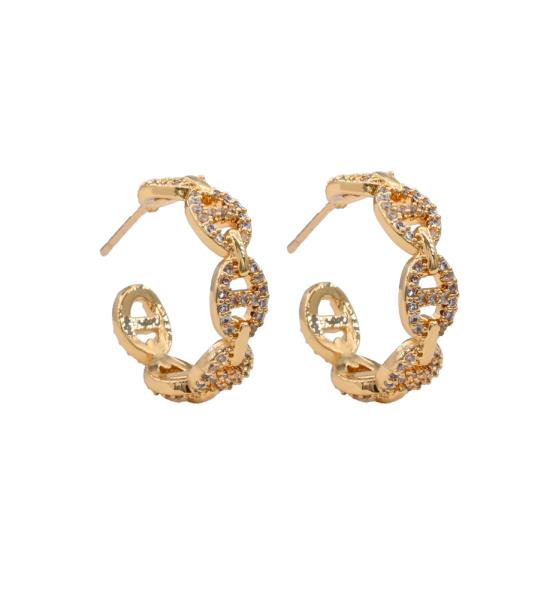 THREE A BRASS PIG NOSE HOOP POST EARRING